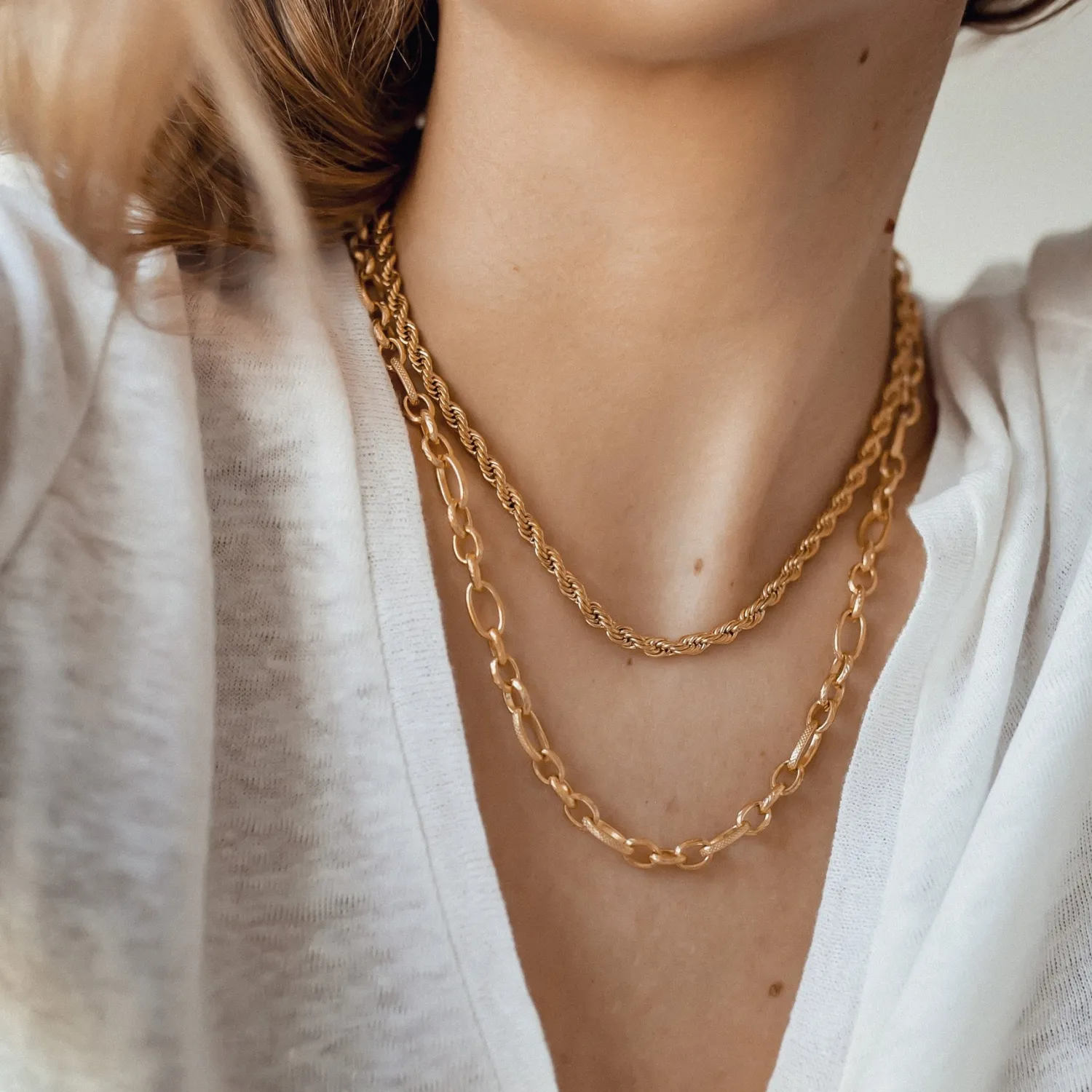 Statement Ketten | Hey Happiness Chunky Oval Figarokette in Gold