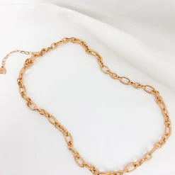 Statement Ketten | Hey Happiness Chunky Oval Figarokette in Rosegold Rose Gold
