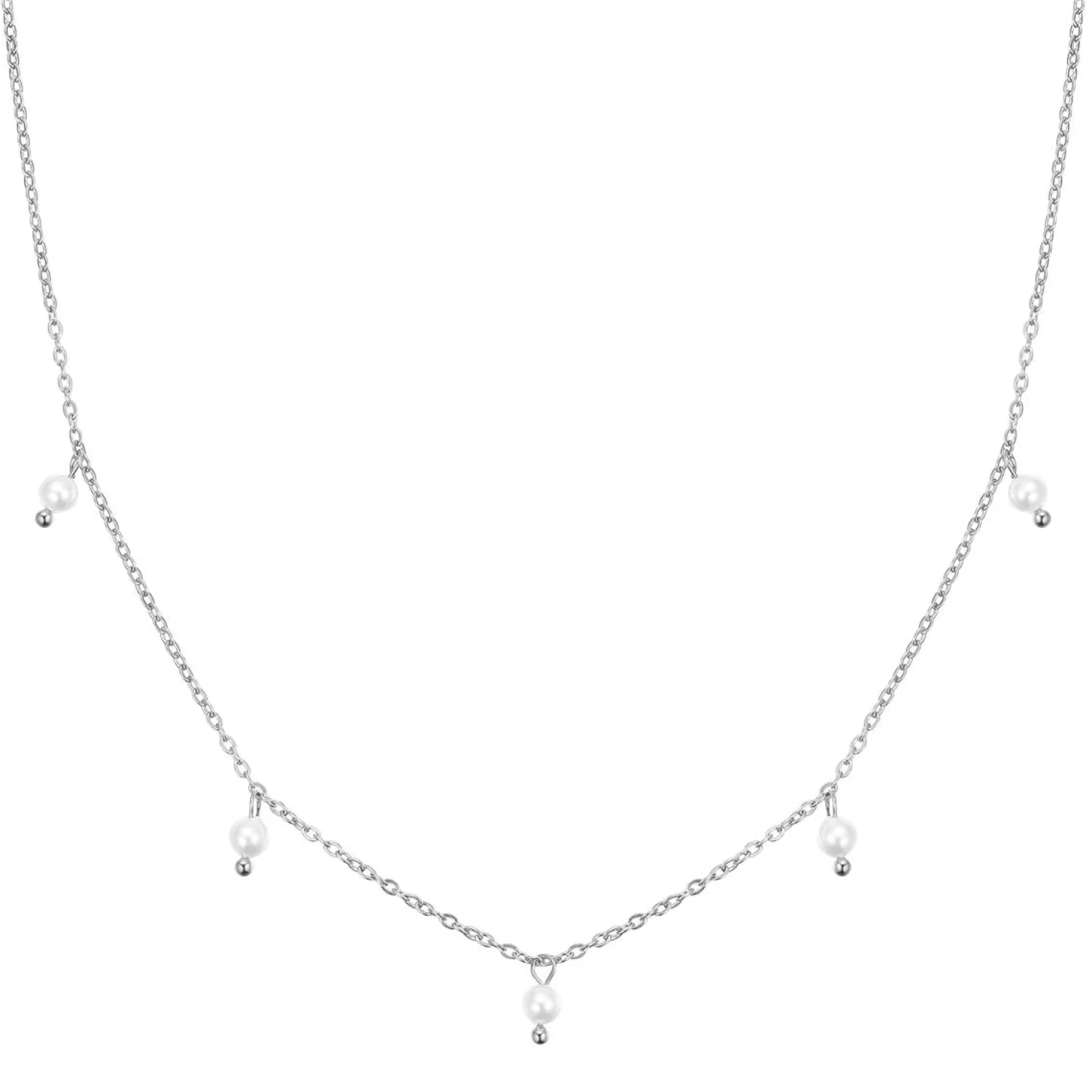 Perlenketten | Filigrane Ketten | Hey Happiness Cinque Kette mit Perlenanhänger Rosegold Silver