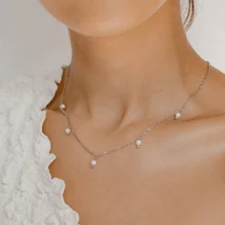 Perlenketten | Filigrane Ketten | Hey Happiness Cinque Kette mit Perlenanhänger Rosegold Silver