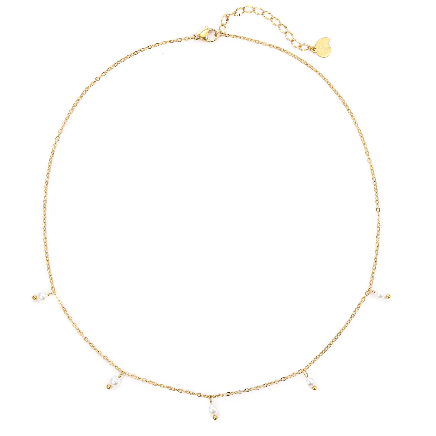 Perlenketten | Filigrane Ketten | Hey Happiness Cinque Kette mit Perlenanhänger Gold