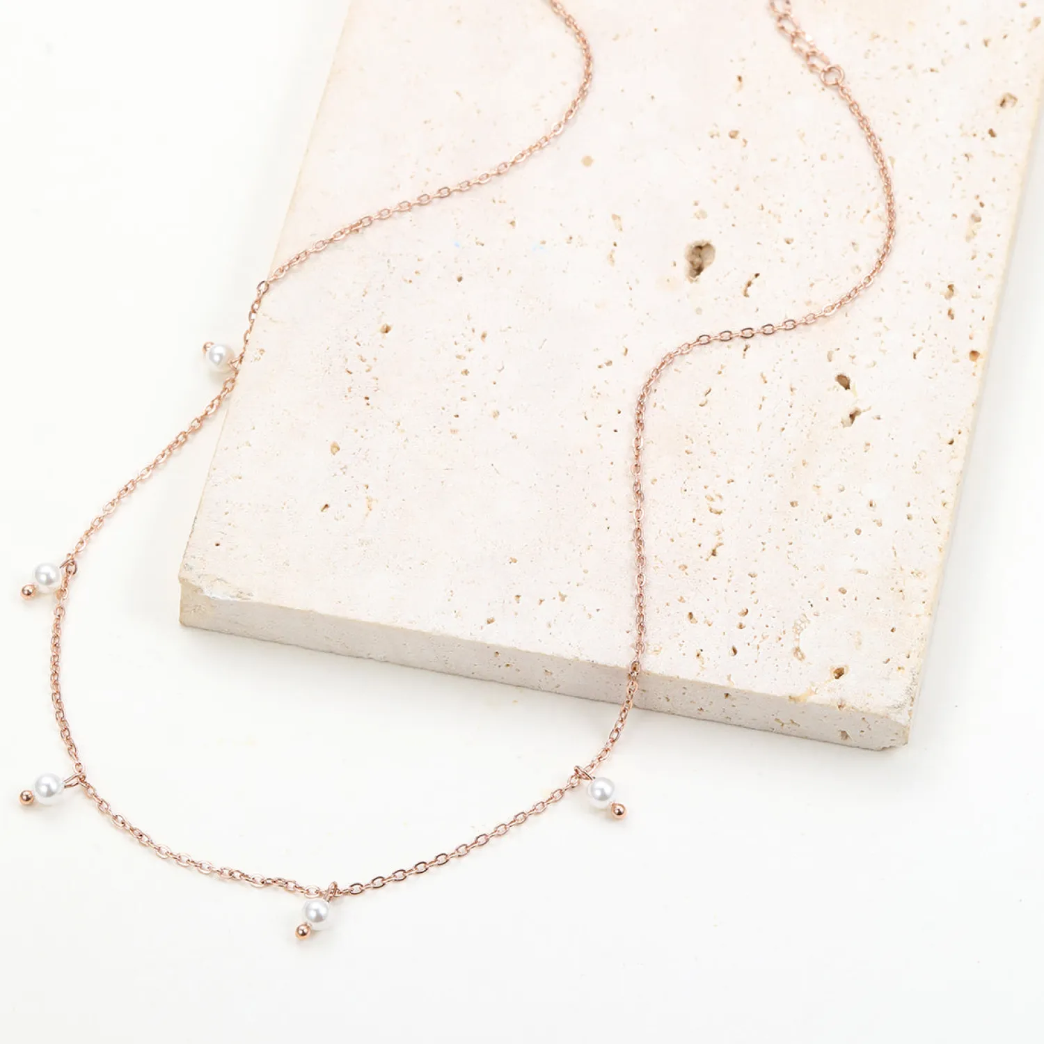Perlenketten | Filigrane Ketten | Hey Happiness Cinque Kette mit Perlenanhänger Rosegold Rose Gold