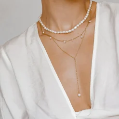 Perlenketten | Filigrane Ketten | Hey Happiness Cinque Kette mit Perlenanhänger Gold
