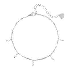 Fußkettchen | Hey Happiness Cinque Perlen Fußkette Silber Silver