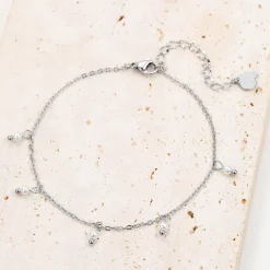 Fußkettchen | Hey Happiness Cinque Perlen Fußkette Silber Silver