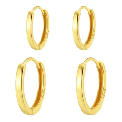 Earring Stack Sets | Creolen | Hey Happiness Classic Band Hoop Earring Set Sterling Silver