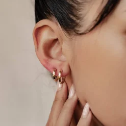 Earring Stack Sets | Creolen | Hey Happiness Classic Band Hoop Earring Set Sterling Silver