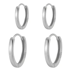 Earring Stack Sets | Creolen | Hey Happiness Classic Band Hoop Earring Set Sterling Silver