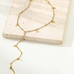 Filigrane Ketten | Hey Happiness Coin Y Lariat Halskette wasserdicht