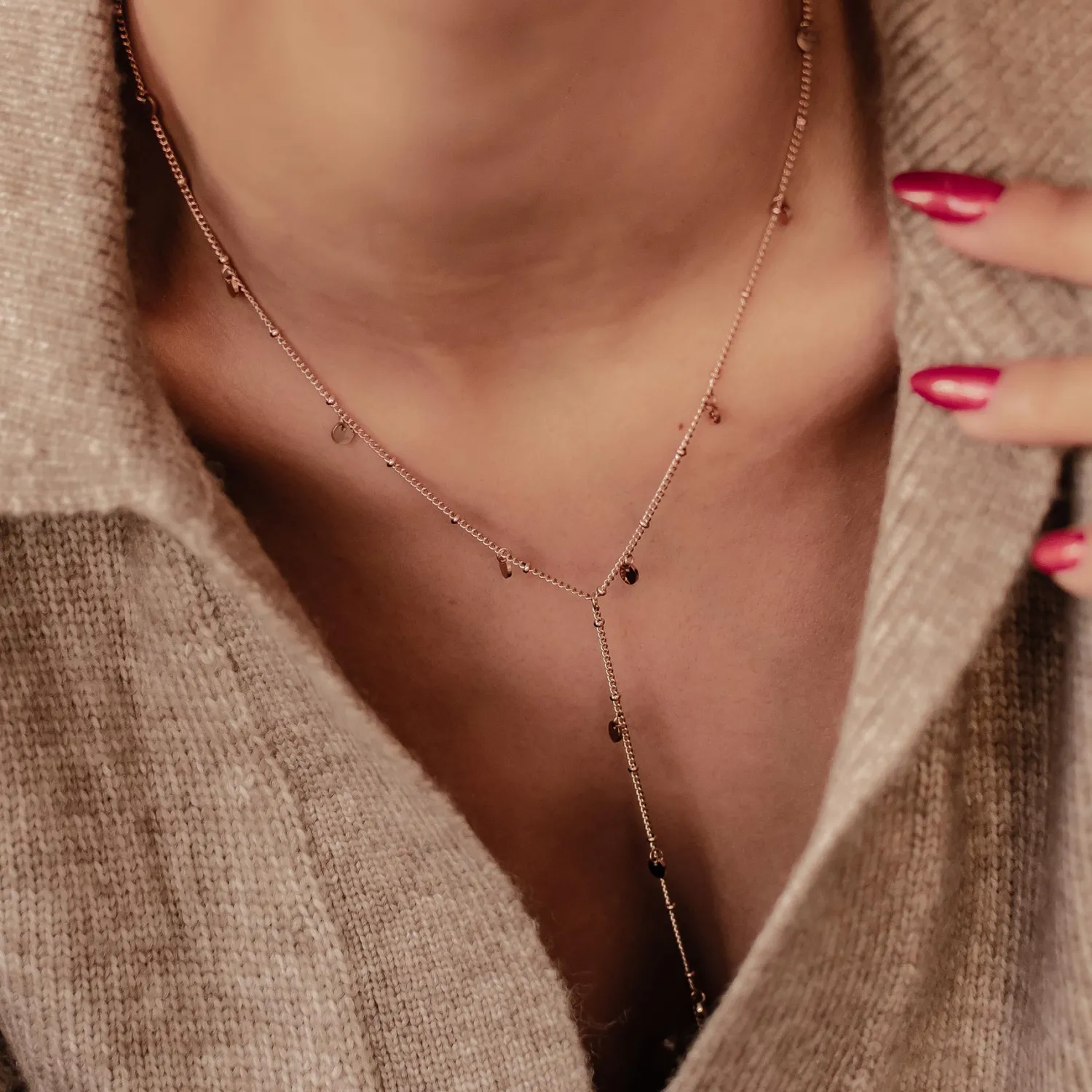 Filigrane Ketten | Hey Happiness Coin Y Lariat Halskette wasserdicht