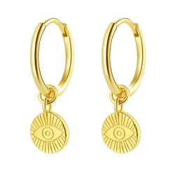 Creolen | Hey Happiness Creolen Evil Eye Anhänger Sterlingsilber in Gold