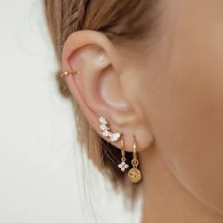 Creolen | Hey Happiness Creolen Evil Eye Anhänger Sterlingsilber in Gold