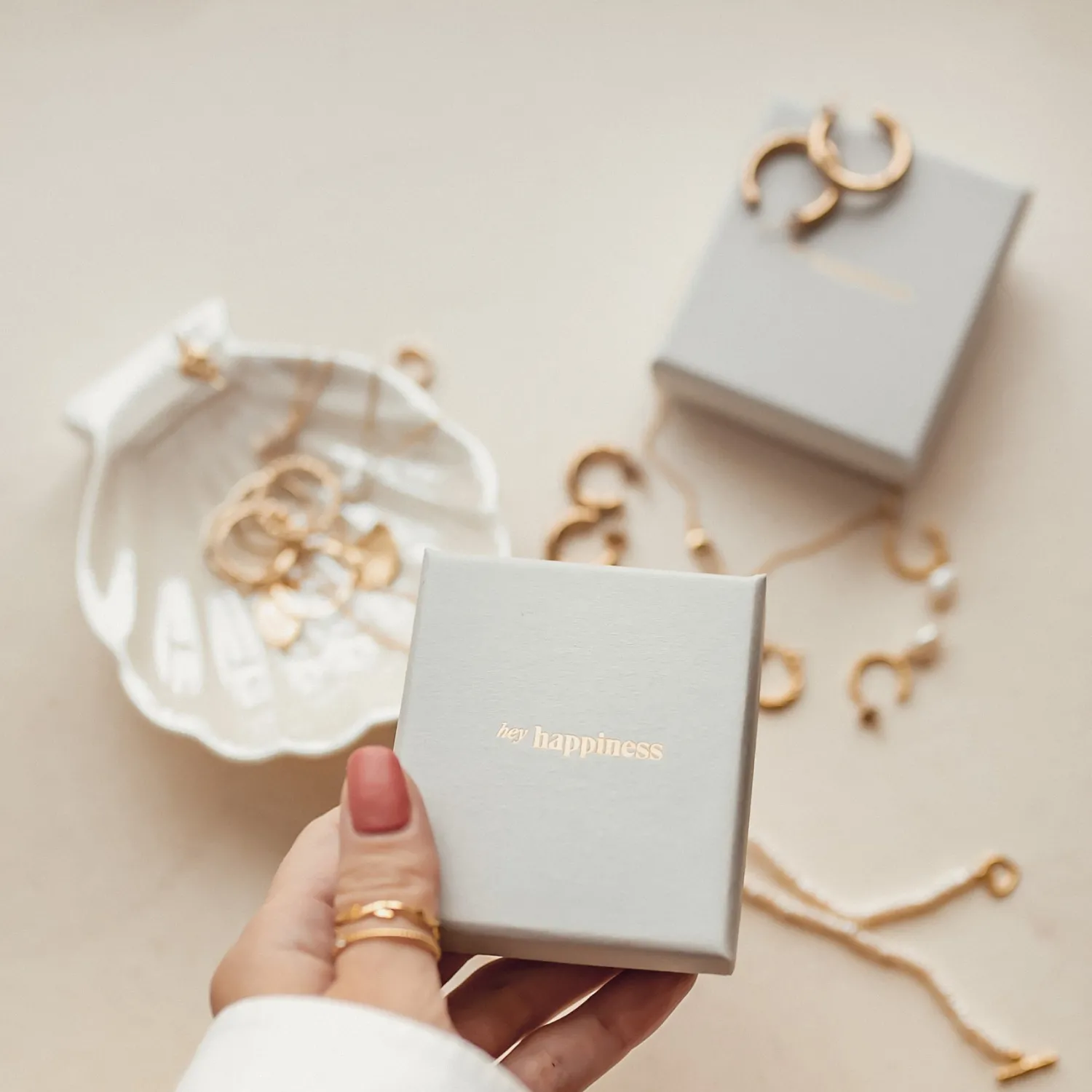 Creolen | Hey Happiness Creolen Herz Anhänger Sterlingsilber in Gold