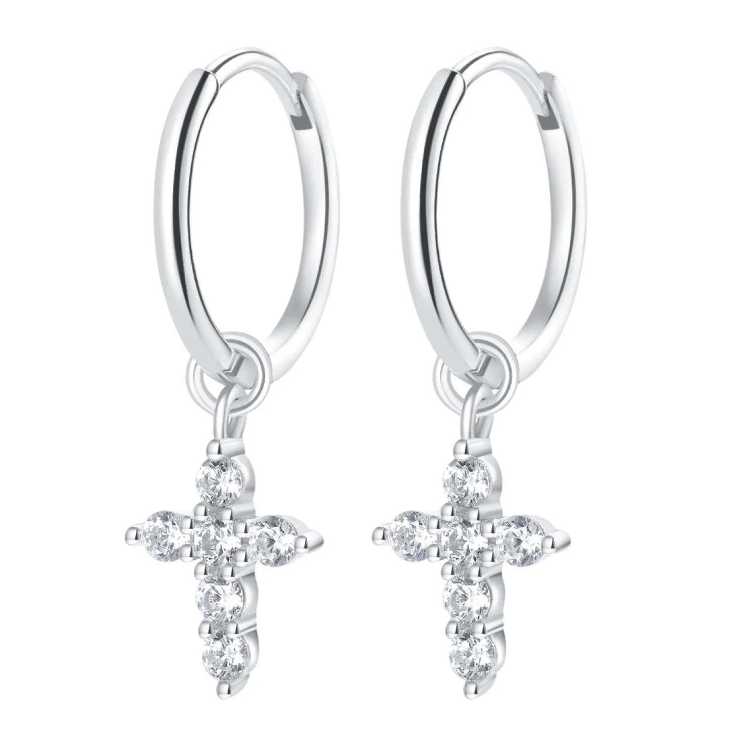 Creolen | Hey Happiness Creolen Kreuz Anhänger Sterlingsilber Silver