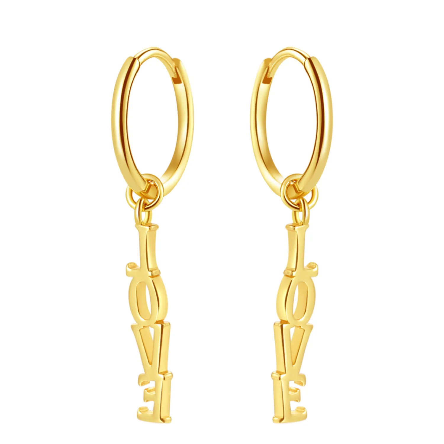 Creolen | Hey Happiness Creolen LOVE Anhänger Sterlingsilber in Gold