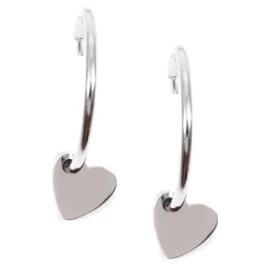 Creolen | Hey Happiness Creolen mit Herzanhänger in Silber Silver