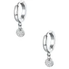 Creolen | Hey Happiness Creolen Strukturierter Kreis Anhänger in Silber Silver