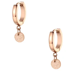Creolen | Hey Happiness Creolen Strukturierter Kreis Anhänger in Rosegold Rose Gold