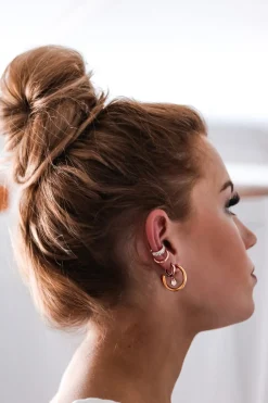 Creolen | Hey Happiness Creolen Strukturierter Kreis Anhänger in Rosegold Rose Gold