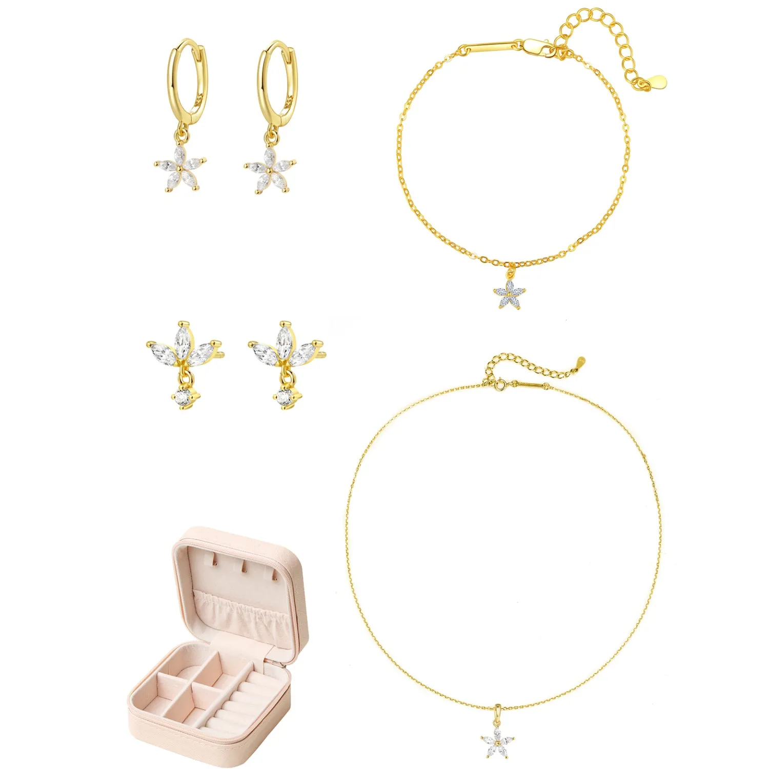 Necklace Sets | Hey Happiness Daisy Sterling Silver Jewelry and Case Set