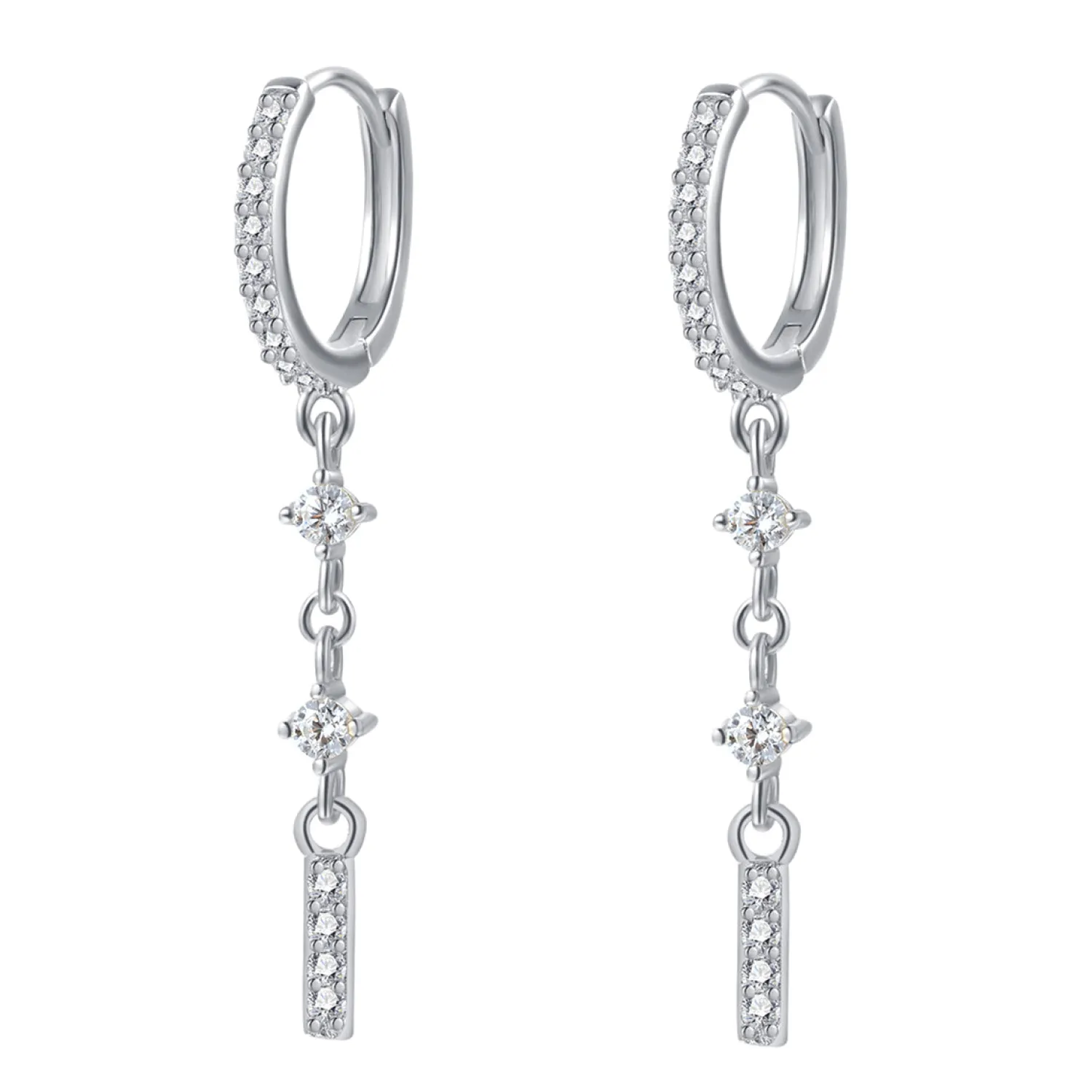 Huggie Ohrringe | Hey Happiness Dangle Huggie Ohrringe mit Stab Sterlingsilber Silver