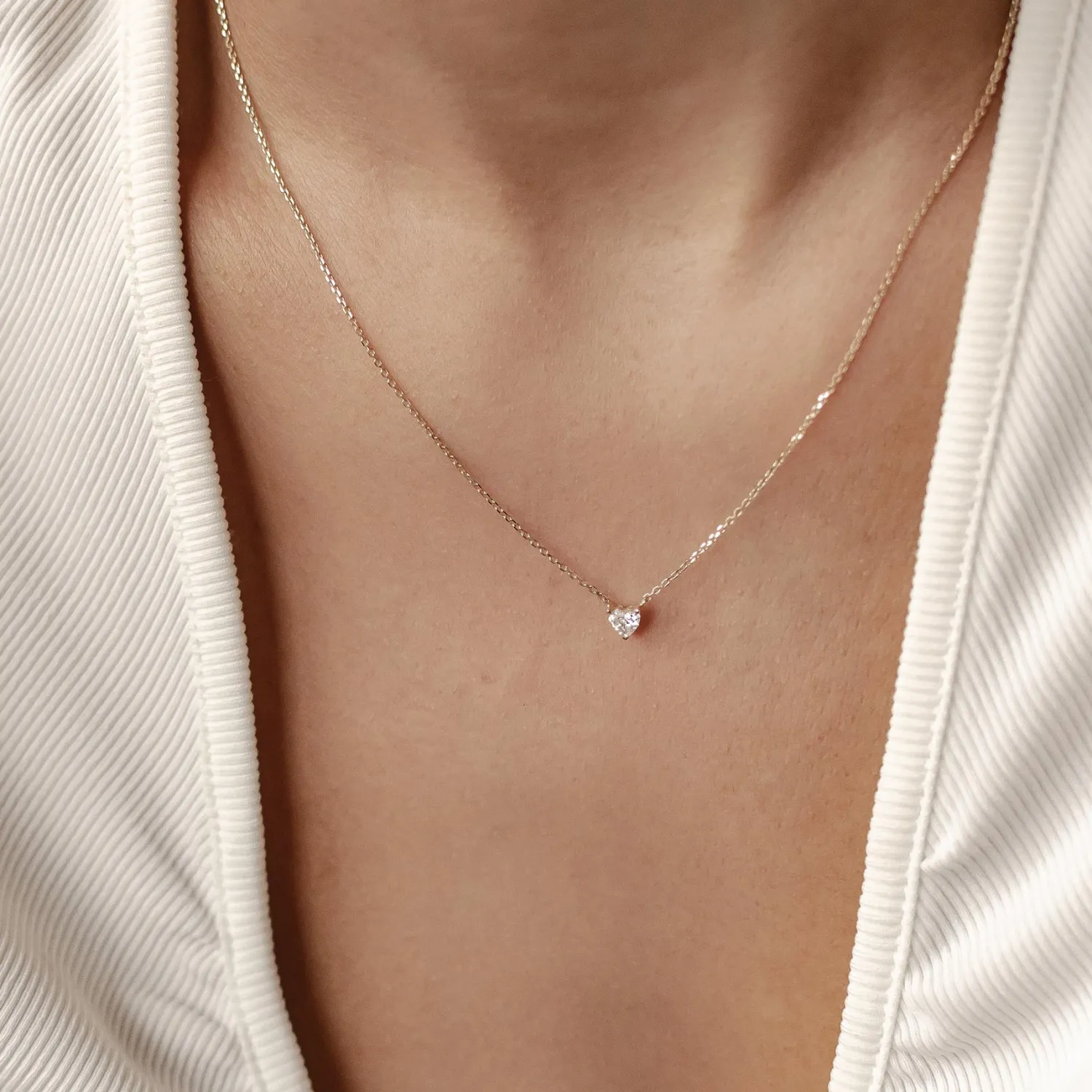 Filigrane Ketten | Hey Happiness Devotion Diamant Herz Anhänger Kette 585 Gold