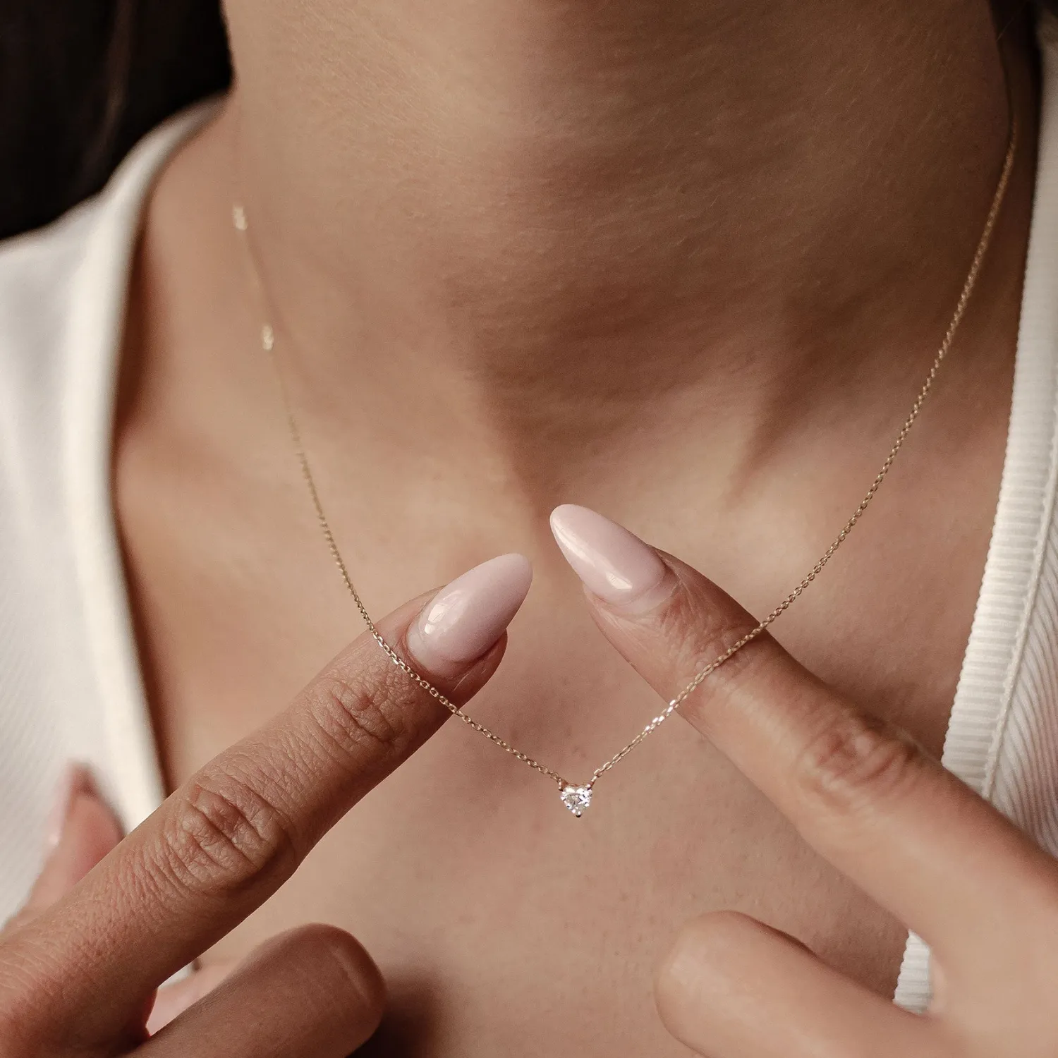 Filigrane Ketten | Hey Happiness Devotion Diamant Herz Anhänger Kette 585 Gold