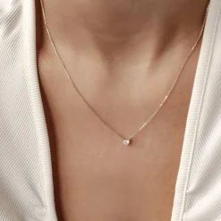 Filigrane Ketten | Hey Happiness Devotion Diamant Herz Anhänger Kette 585 Gold