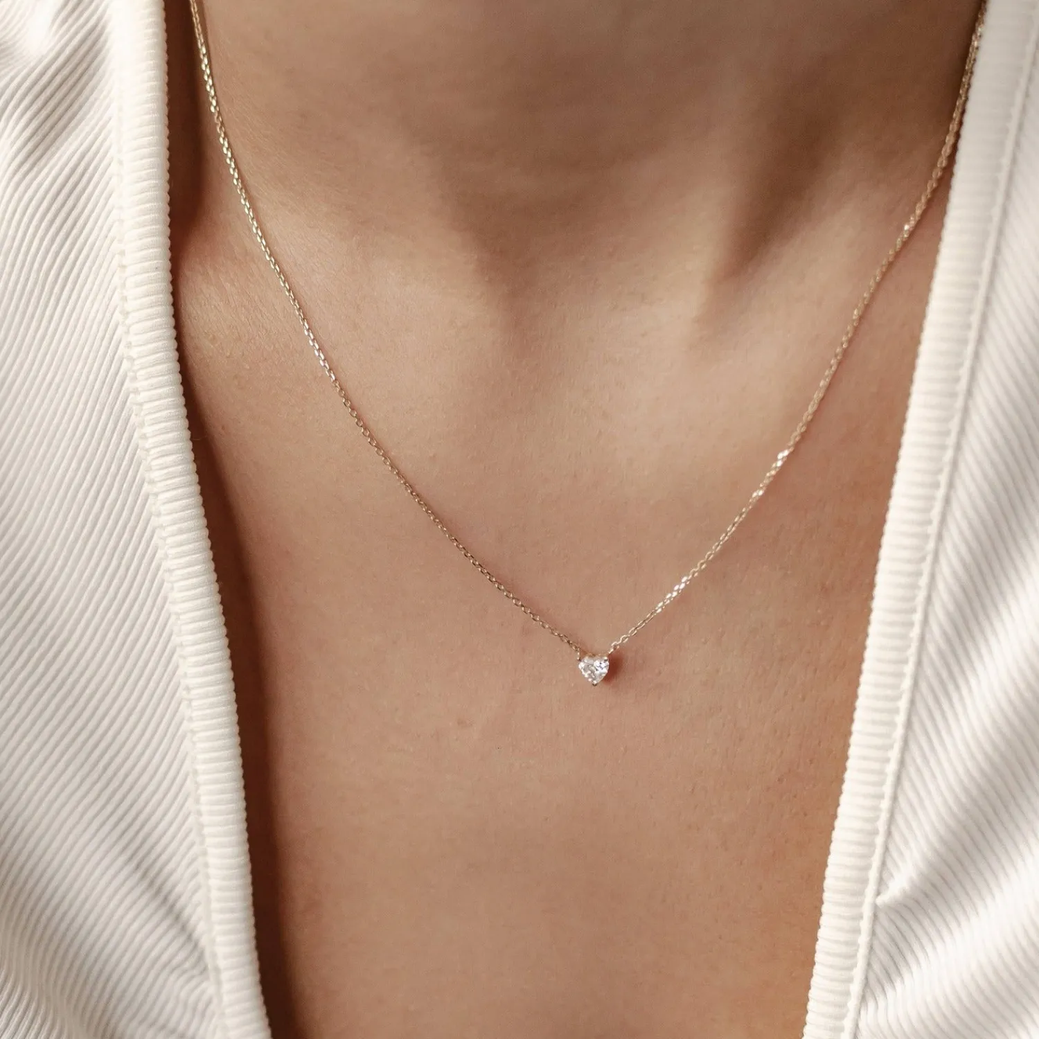 Filigrane Ketten | Hey Happiness Devotion Diamant Herz Anhänger Kette 585 Gold