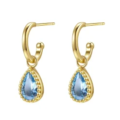 Creolen | Hey Happiness Dezember Blauer Topas Geburtsstein Creolen Sterlingsilber