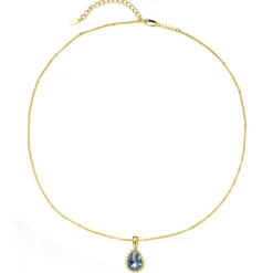Filigrane Ketten | Hey Happiness Dezember Blauer Topas Geburtsstein Halskette Sterlingsilber