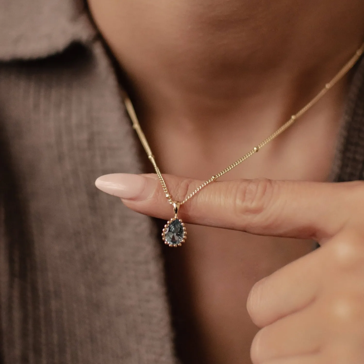 Filigrane Ketten | Hey Happiness Dezember Blauer Topas Geburtsstein Halskette Sterlingsilber