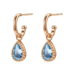 Creolen | Hey Happiness Dezember Blauer Topas Geburtsstein Creolen Sterlingsilber