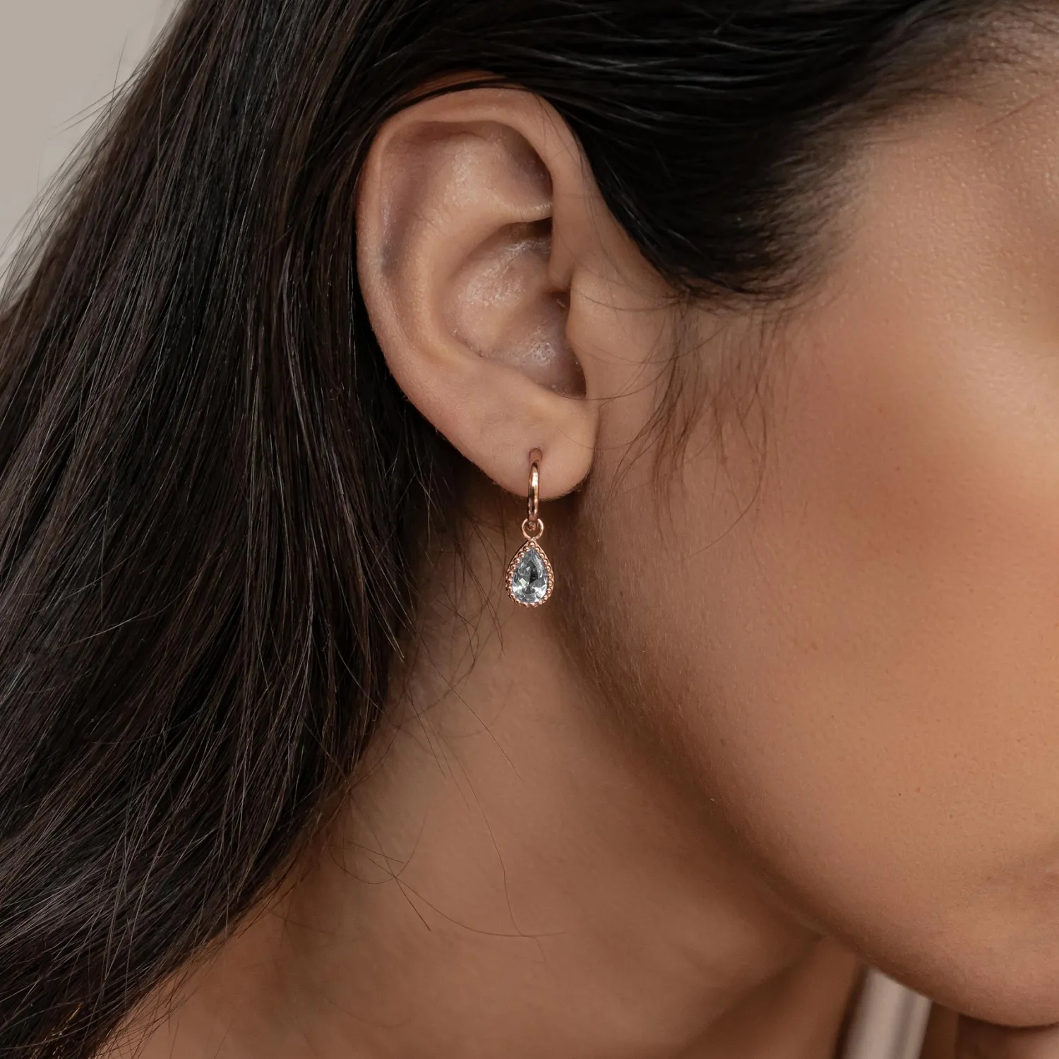 Creolen | Hey Happiness Dezember Blauer Topas Geburtsstein Creolen Sterlingsilber
