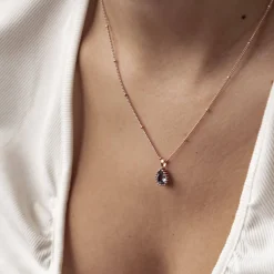 Filigrane Ketten | Hey Happiness Dezember Blauer Topas Geburtsstein Halskette Sterlingsilber