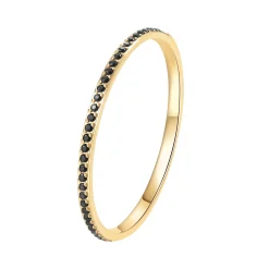 Schlichte Ringe | Hey Happiness Dünner Band Ring mit schwarzen Edelsteinen in Gold