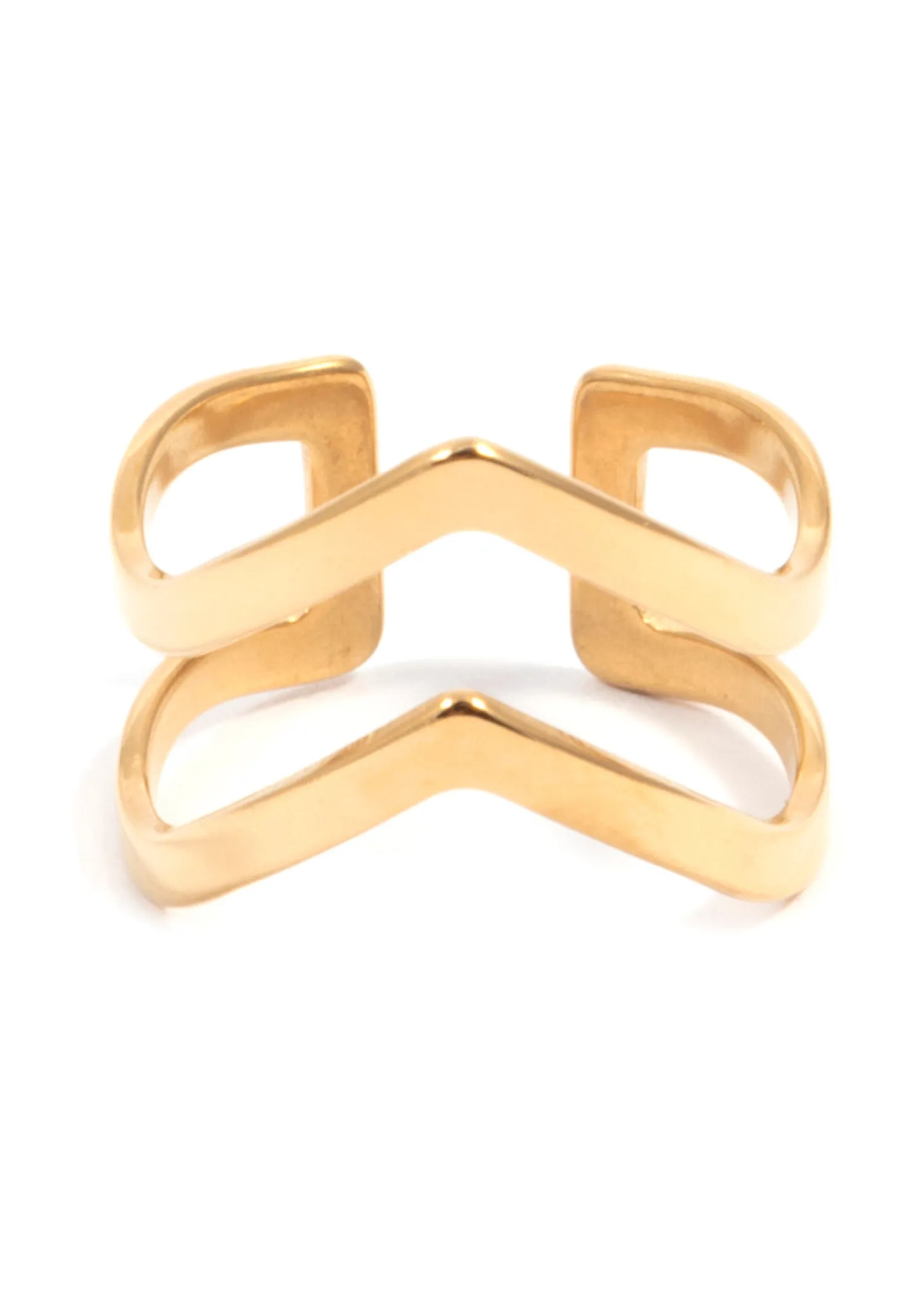Auffällige Ringe | Hey Happiness Doppel Chevron Ring in Gold