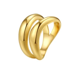 Auffällige Ringe | Hey Happiness Doppel Kurvenring aus Edelstahl Gold