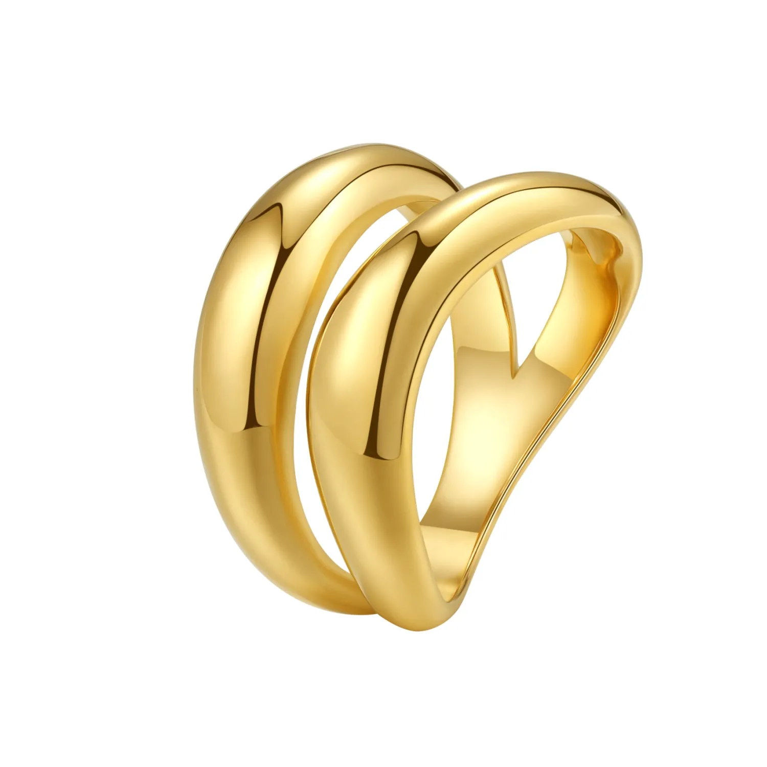 Auffällige Ringe | Hey Happiness Doppel Kurvenring aus Edelstahl Gold