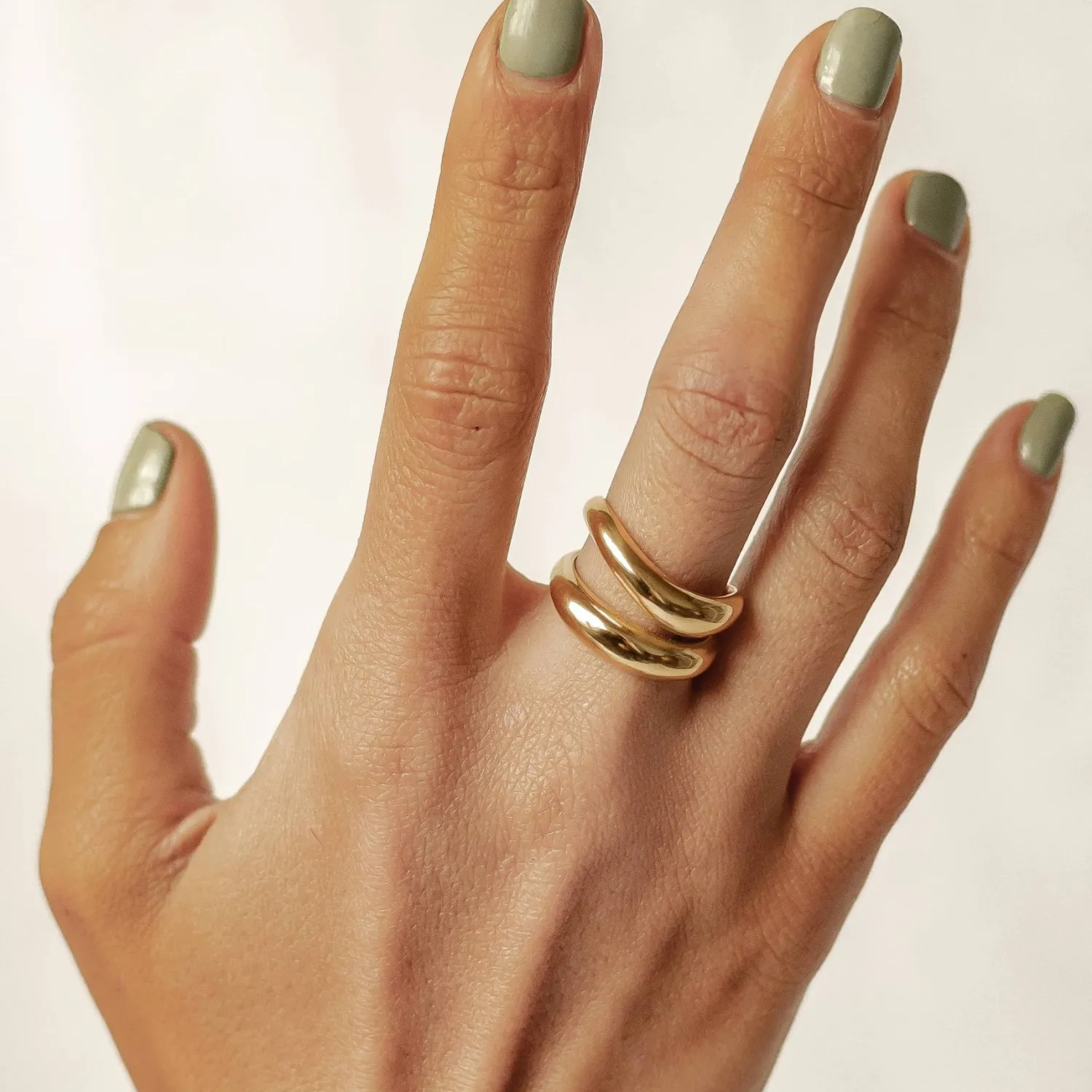 Auffällige Ringe | Hey Happiness Doppel Kurvenring aus Edelstahl Gold