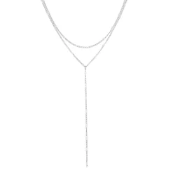 Lariat Necklaces | Filigrane Ketten | Hey Happiness Doppelreihige Y Kette in Silberfarbe Silver
