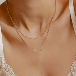 Lariat Necklaces | Filigrane Ketten | Hey Happiness Doppelreihige Y Kette in Rosegold Rose Gold
