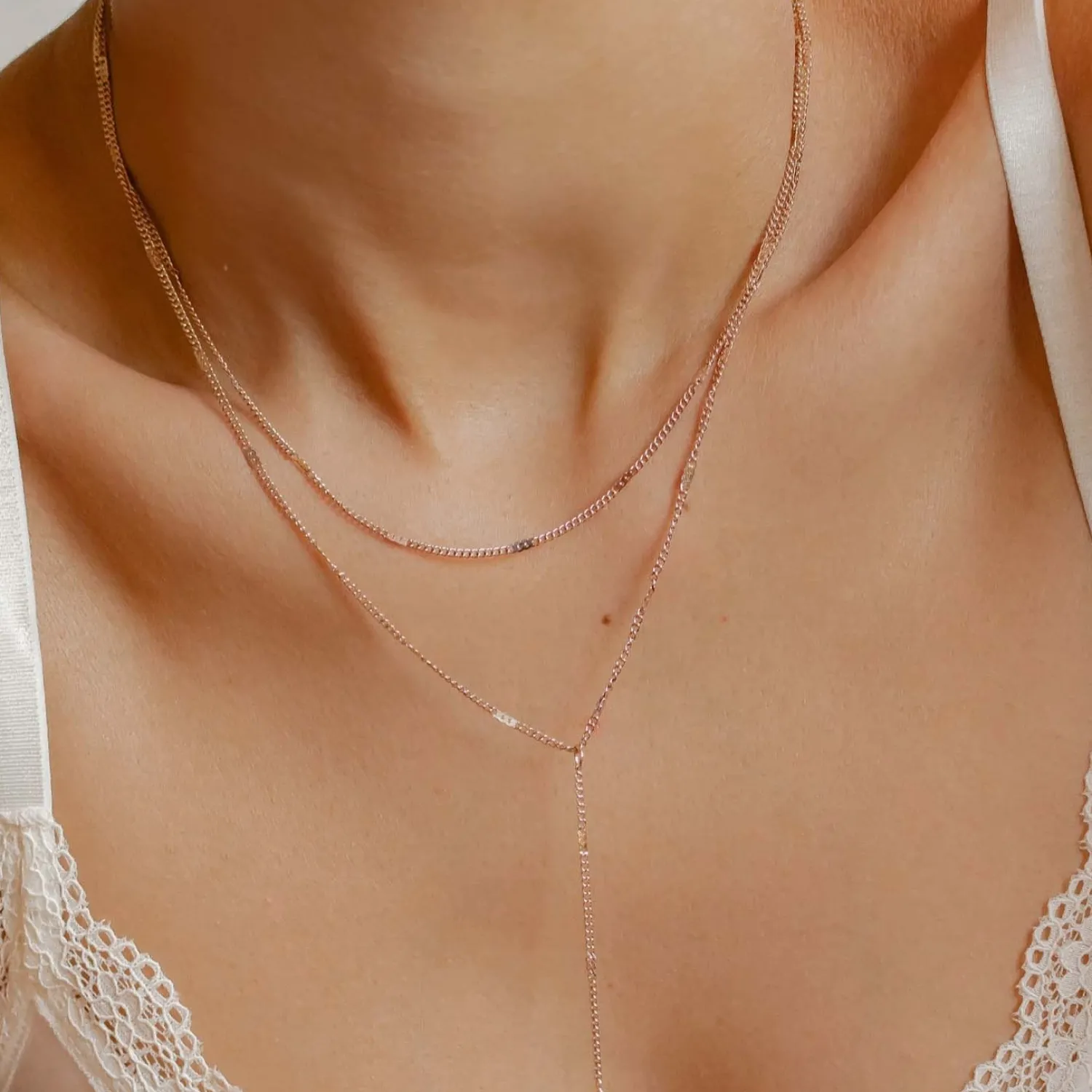Lariat Necklaces | Filigrane Ketten | Hey Happiness Doppelreihige Y Kette in Rosegold Rose Gold