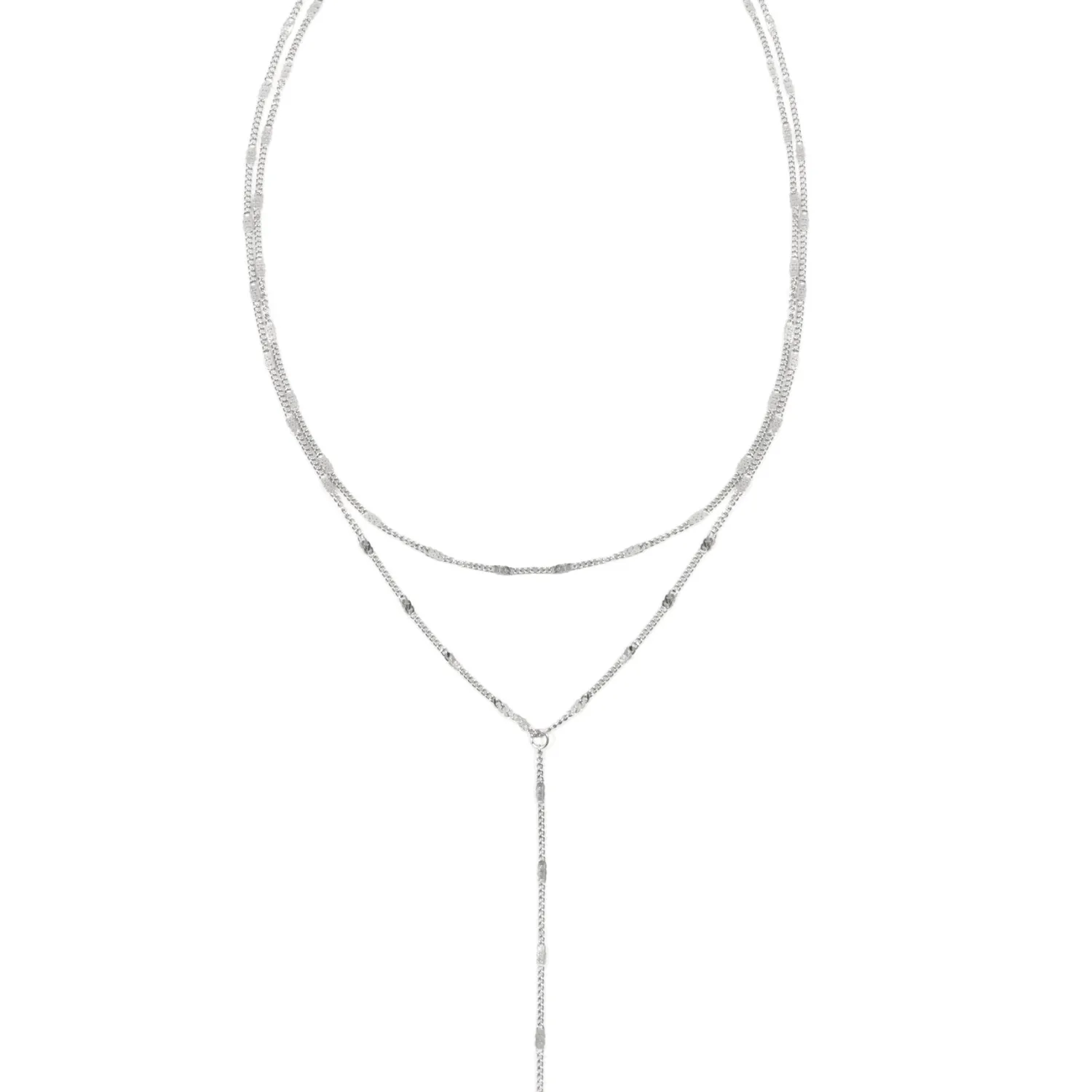 Lariat Necklaces | Filigrane Ketten | Hey Happiness Doppelreihige Y Kette in Silberfarbe Silver