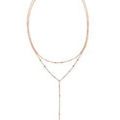 Lariat Necklaces | Filigrane Ketten | Hey Happiness Doppelreihige Y Kette in Rosegold Rose Gold
