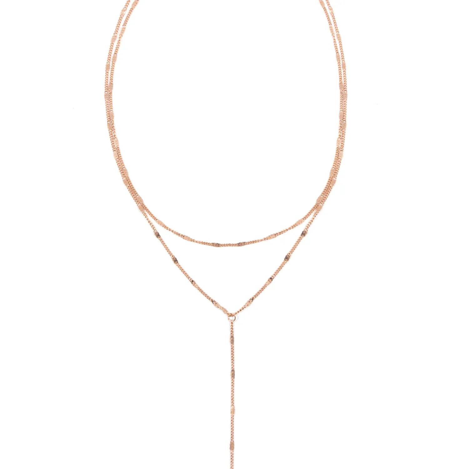 Lariat Necklaces | Filigrane Ketten | Hey Happiness Doppelreihige Y Kette in Rosegold Rose Gold