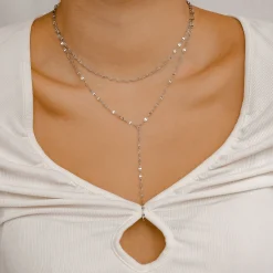 Lariat Necklaces | Filigrane Ketten | Hey Happiness Doppelreihige Y Kette in Silberfarbe Silver