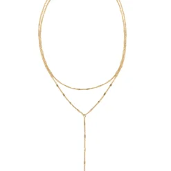 Lariat Necklaces | Filigrane Ketten | Hey Happiness Doppelreihige Y Kette in farbe Gold