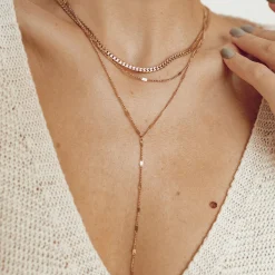 Lariat Necklaces | Filigrane Ketten | Hey Happiness Doppelreihige Y Kette in Rosegold Rose Gold