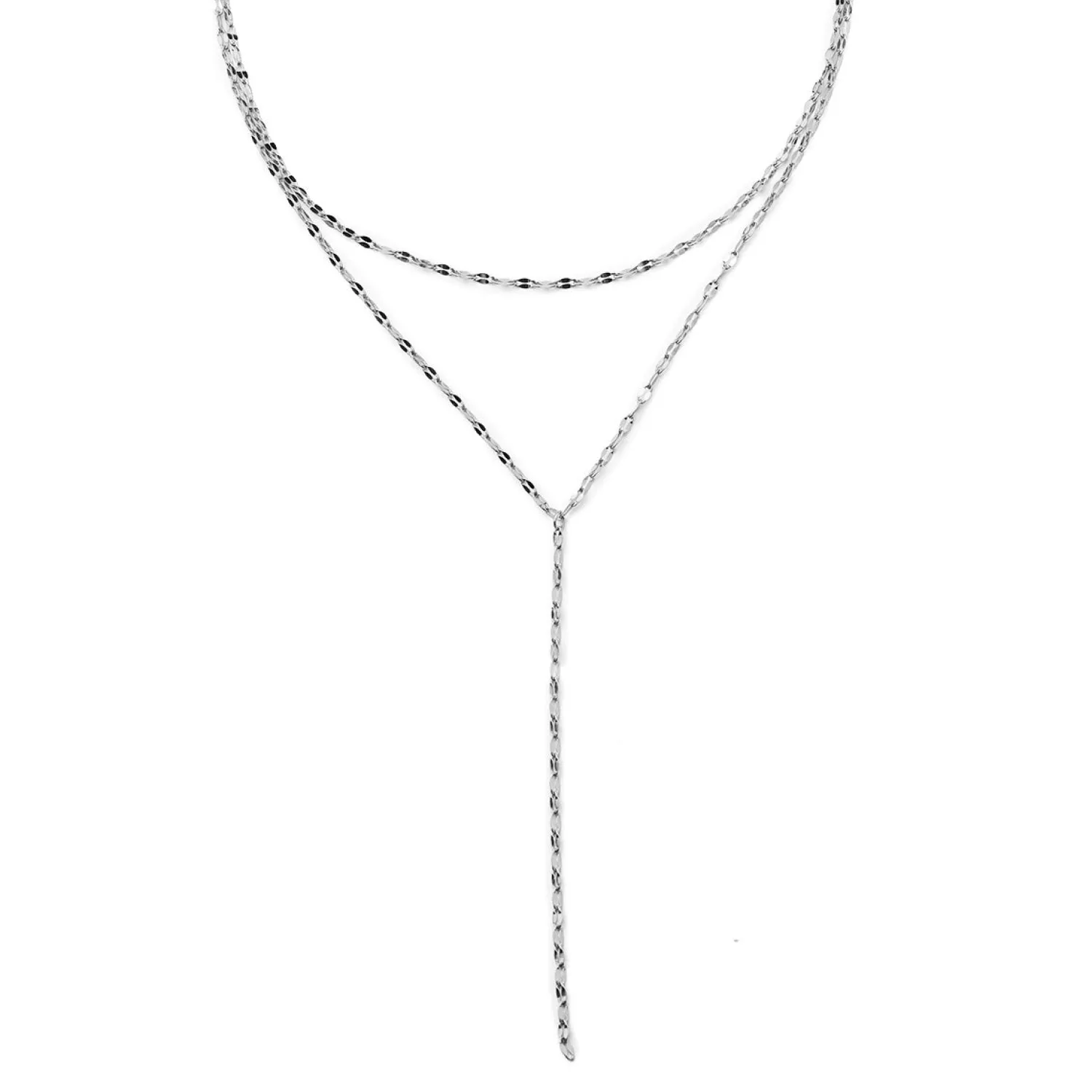 Lariat Necklaces | Filigrane Ketten | Hey Happiness Doppelreihige Y Kette in Silberfarbe Silver